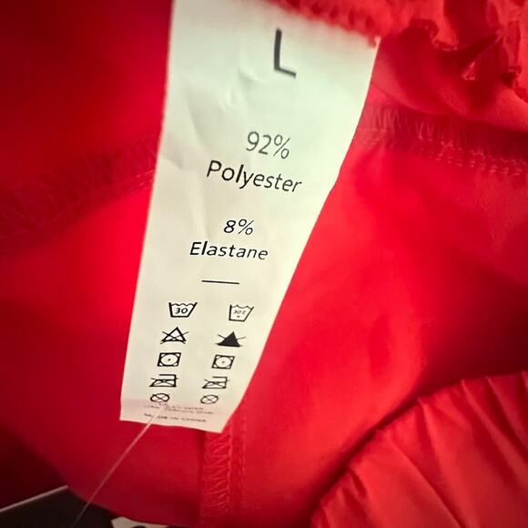 Halara Red Shorts Womens Large Drawstring 3" Pockets Athletic Active Running - Picture 4 of 7